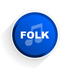 folk music flat icon with shadow on white background, blue modern design web element