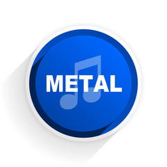 metal music flat icon with shadow on white background, blue modern design web element