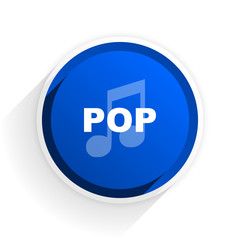 pop music flat icon with shadow on white background, blue modern design web element