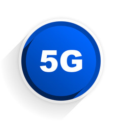 5g flat icon with shadow on white background, blue modern design web element