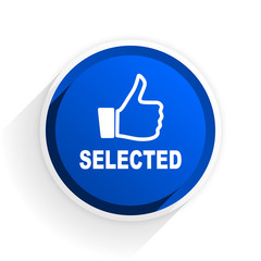 selected flat icon with shadow on white background, blue modern design web element
