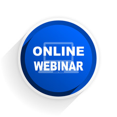 online webinar flat icon with shadow on white background, blue modern design web element