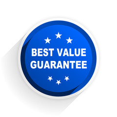 best value guarantee flat icon with shadow on white background, blue modern design web element