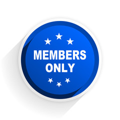 members only flat icon with shadow on white background, blue modern design web element