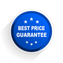 best price guarantee flat icon with shadow on white background, blue modern design web element