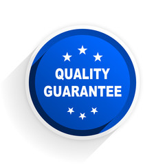 quality guarantee flat icon with shadow on white background, blue modern design web element