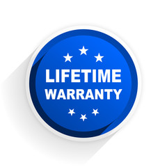 lifetime warranty flat icon with shadow on white background, blue modern design web element