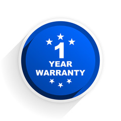 warranty guarantee 1 year flat icon with shadow on white background, blue modern design web element