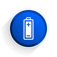 battery flat icon with shadow on white background, blue modern design web element