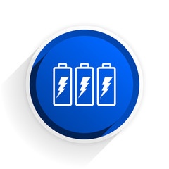 battery flat icon with shadow on white background, blue modern design web element