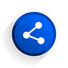 share flat icon with shadow on white background, blue modern design web element