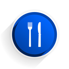 eat flat icon with shadow on white background, blue modern design web element