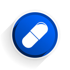 drugs flat icon with shadow on white background, blue modern design web element