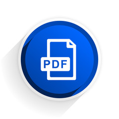 pdf file flat icon with shadow on white background, blue modern design web element