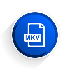 mkv file flat icon with shadow on white background, blue modern design web element