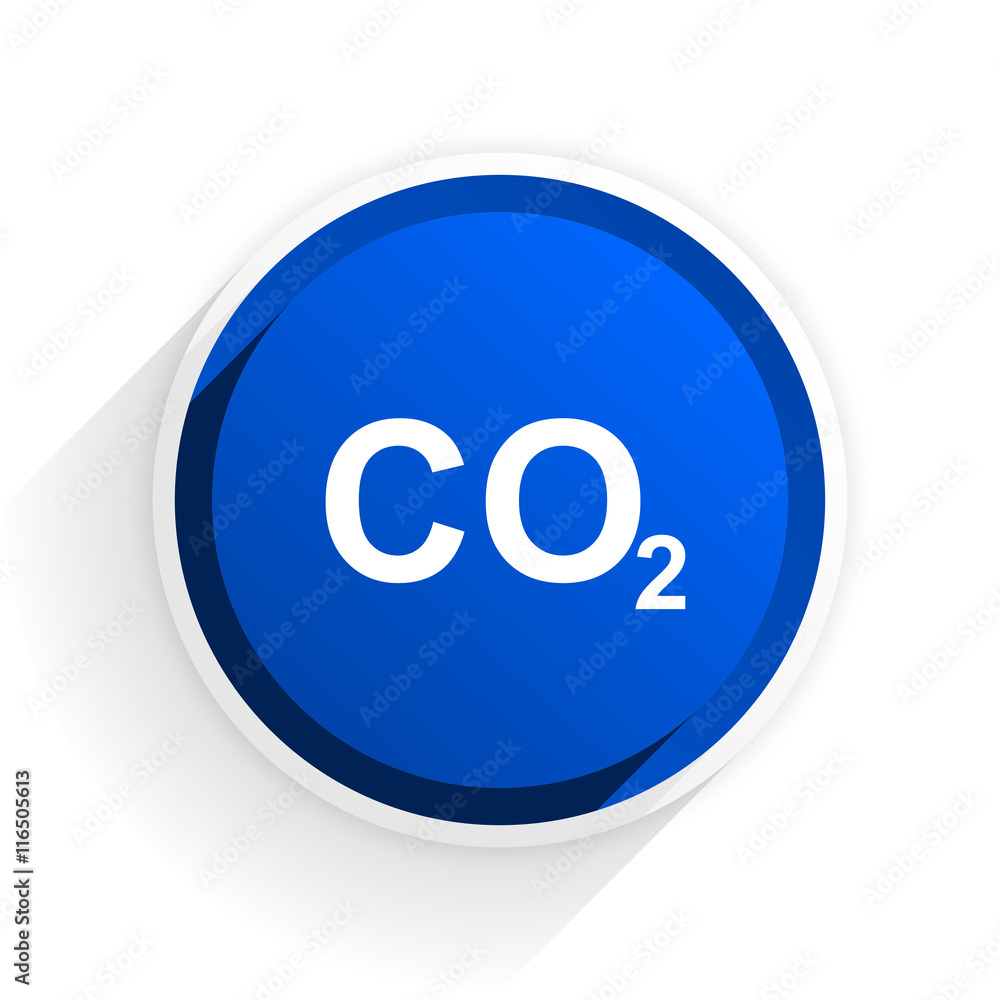 Poster carbon dioxide flat icon with shadow on white background, blue modern design web element