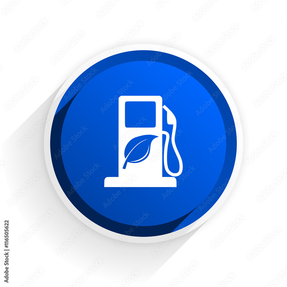 Aufkleber biofuel flat icon with shadow on white background, blue modern design web element