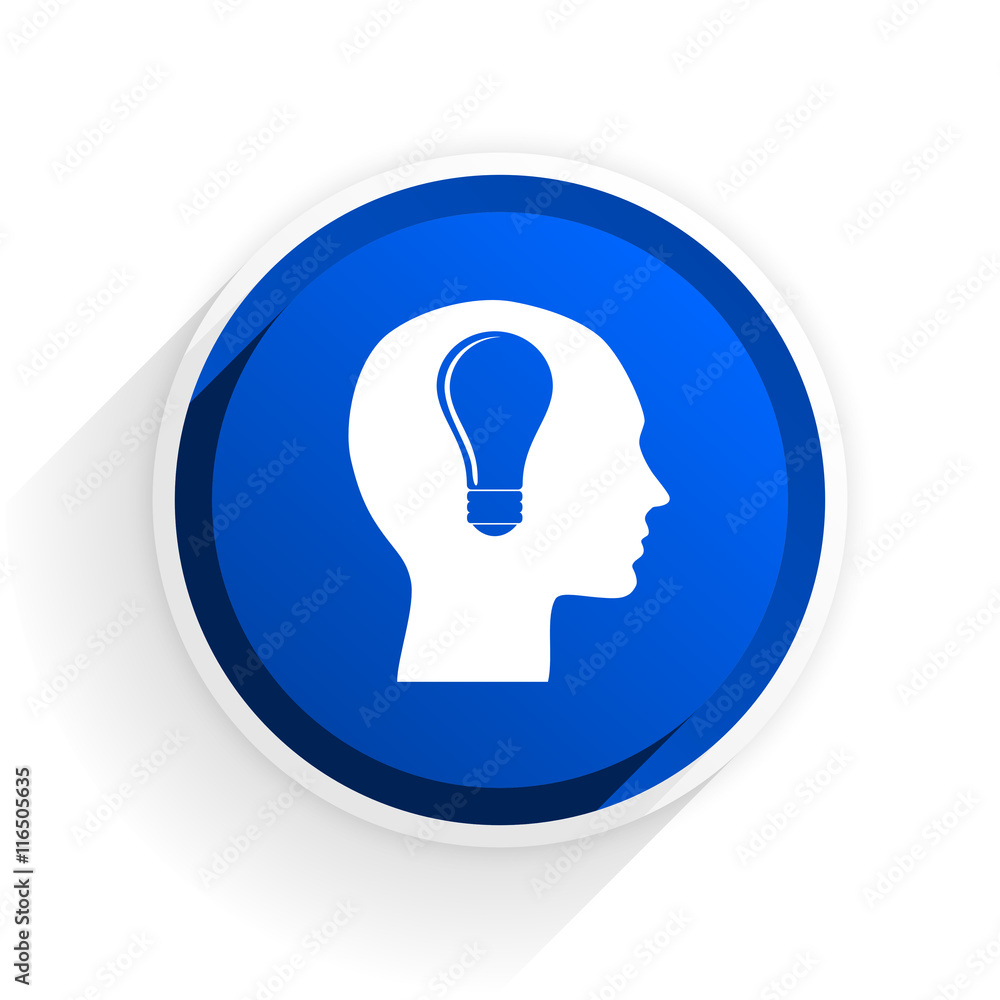 Poster head flat icon with shadow on white background, blue modern design web element