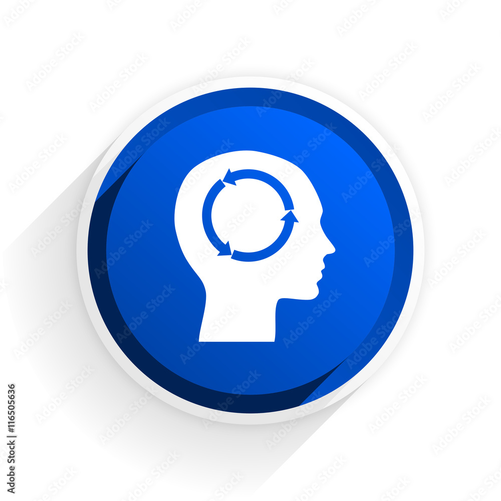 Poster head flat icon with shadow on white background, blue modern design web element