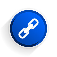 link flat icon with shadow on white background, blue modern design web element