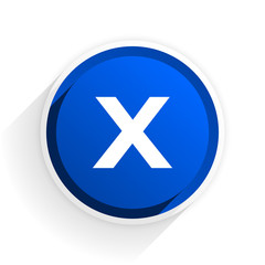 cancel flat icon with shadow on white background, blue modern design web element