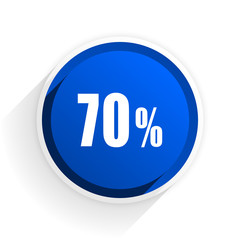 70 percent flat icon with shadow on white background, blue modern design web element