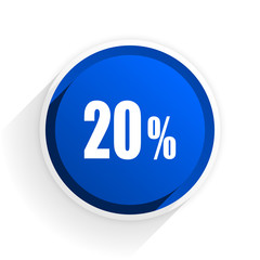 20 percent flat icon with shadow on white background, blue modern design web element