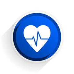 pulse flat icon with shadow on white background, blue modern design web element