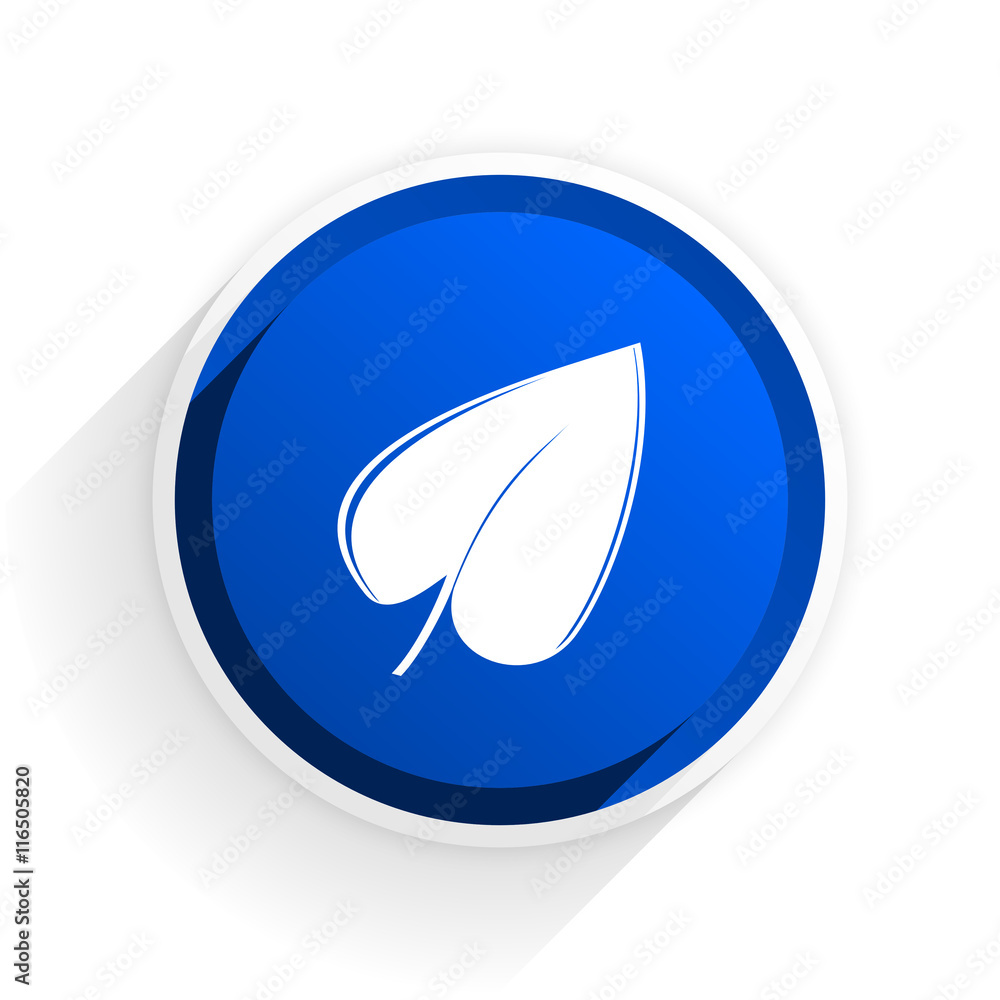 Aufkleber leaf flat icon with shadow on white background, blue modern design web element