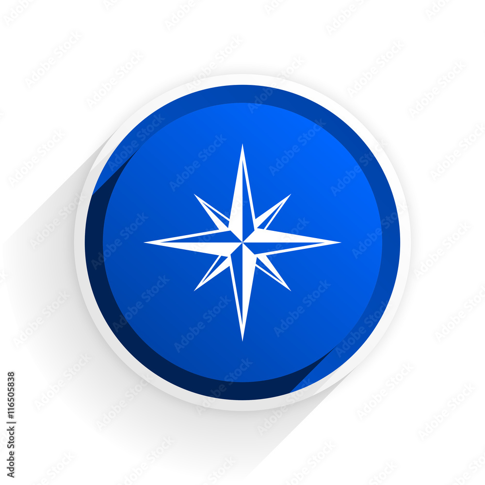 Aufkleber compass flat icon with shadow on white background, blue modern design web element