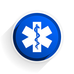 emergency flat icon with shadow on white background, blue modern design web element