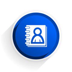 address book flat icon with shadow on white background, blue modern design web element