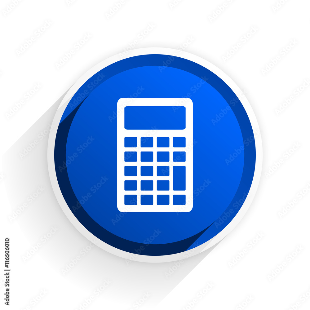 Aufkleber calculator flat icon with shadow on white background, blue modern design web element