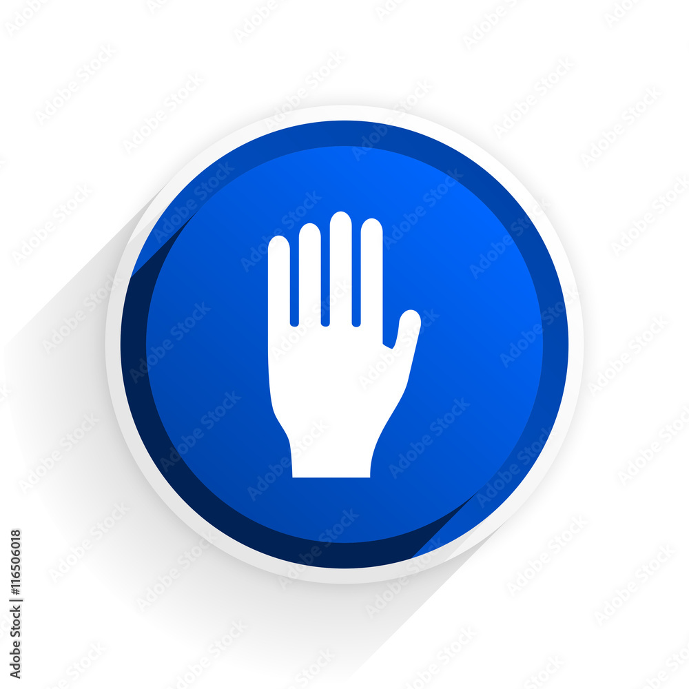 Poster stop flat icon with shadow on white background, blue modern design web element