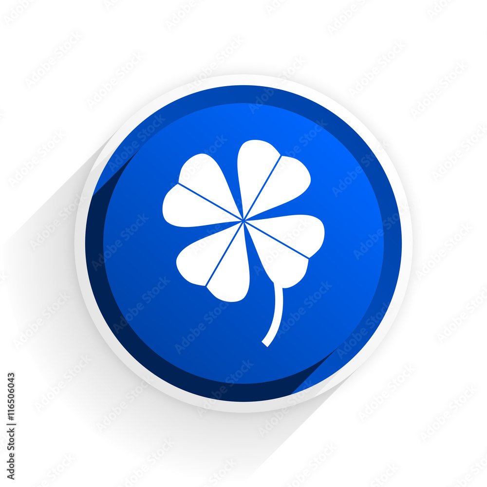 Aufkleber four-leaf clover flat icon with shadow on white background, blue modern design web element