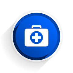 first aid flat icon with shadow on white background, blue modern design web element