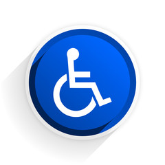 wheelchair flat icon with shadow on white background, blue modern design web element