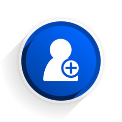 add contact flat icon with shadow on white background, blue modern design web element