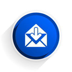 email flat icon with shadow on white background, blue modern design web element