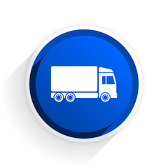 delivery flat icon with shadow on white background, blue modern design web element