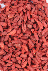 Traditional Chinese herbs dried wolfberry close up.