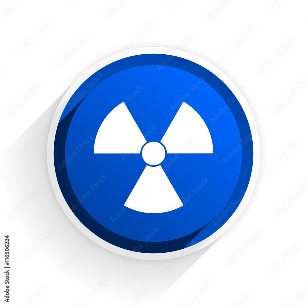 Poster radiation flat icon with shadow on white background, blue modern design web element