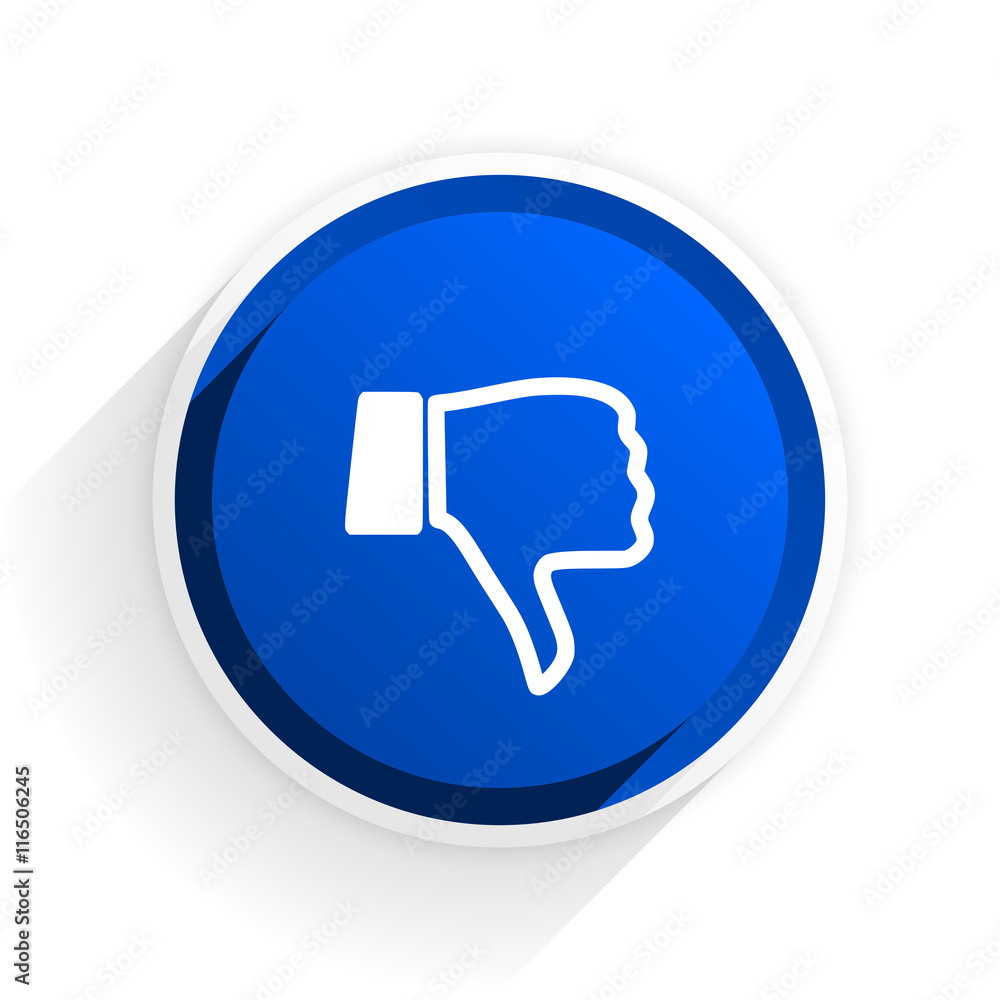 Poster dislike flat icon with shadow on white background, blue modern design web element