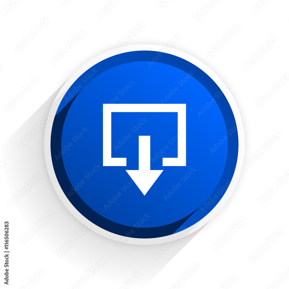 Poster exit flat icon with shadow on white background, blue modern design web element