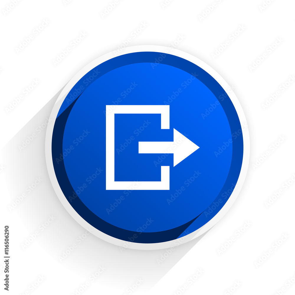 Leinwandbilder exit flat icon with shadow on white background, blue modern design web element