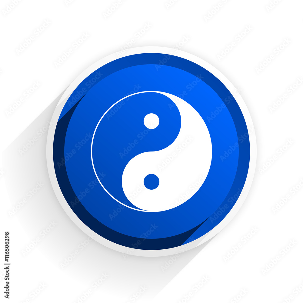 Poster ying yang flat icon with shadow on white background, blue modern design web element