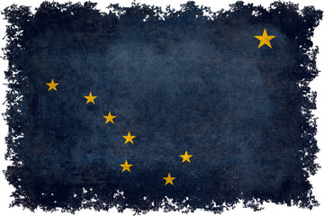 State flag of Alaska with distressed textures and edges