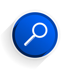 search flat icon with shadow on white background, blue modern design web element
