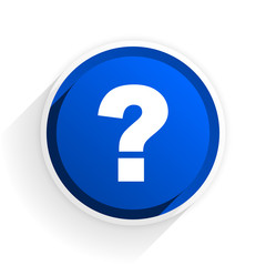 question mark flat icon with shadow on white background, blue modern design web element