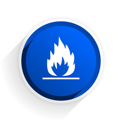 flame flat icon with shadow on white background, blue modern design web element